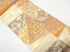 アンティーク　華紋に鶴・草花模様織り出し袋帯（材料）